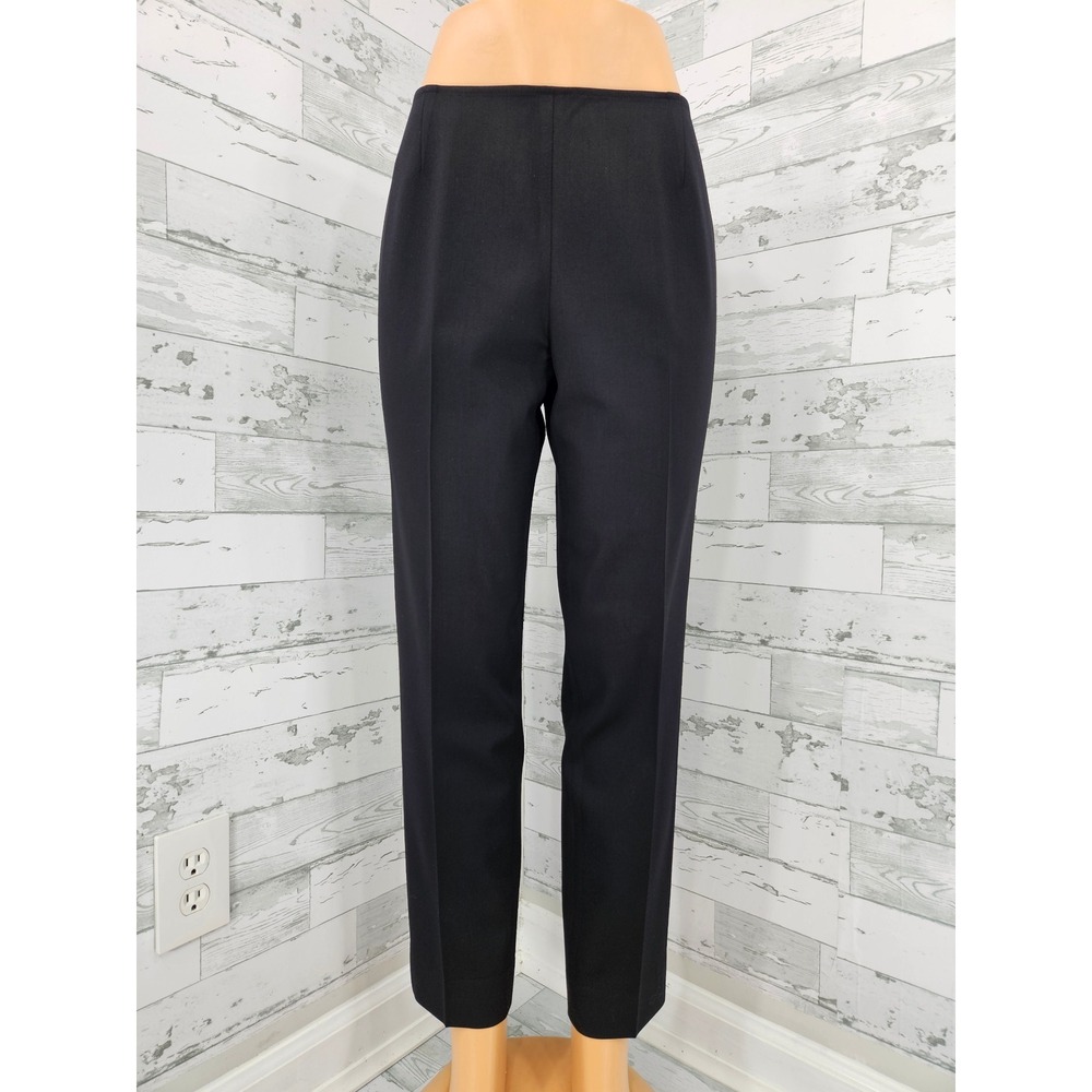 Lafayette 148 New York Black Virgin Wool Side Zip Dress Pants Womens 10